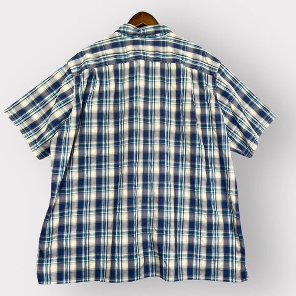 Eddie Bauer Travex Button‎ Down Shirt Men 2XL Blue Plaid Short Sleeve Pockets - Picture 9 of 13